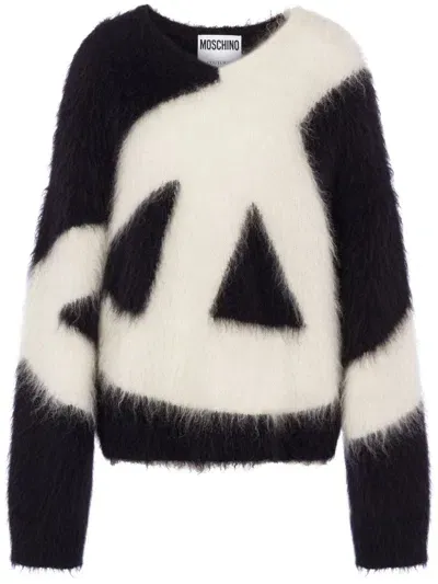 Moschino Brushed Mohair-wool Blend Jumper In Black