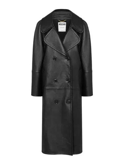 Moschino Double-breasted Asymmetric Coat In Black