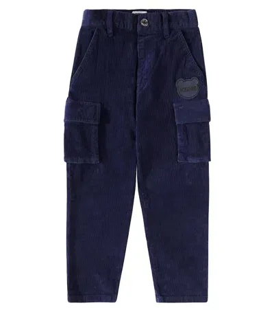 Moschino Kids' Corduroy Cotton Cargo Pants In Blue