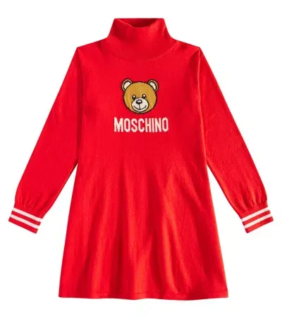 Moschino Kids' Cotton And Wool Dress In Red