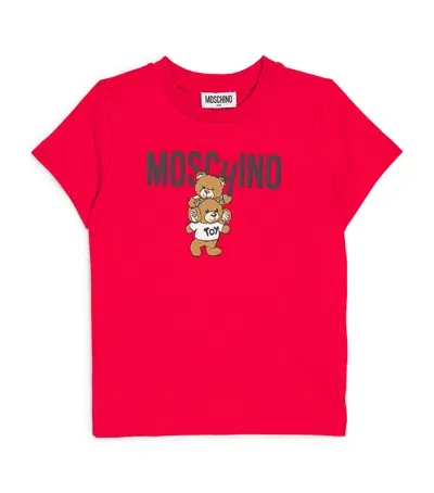 Moschino Kids' Cotton Bear T-shirt In Red