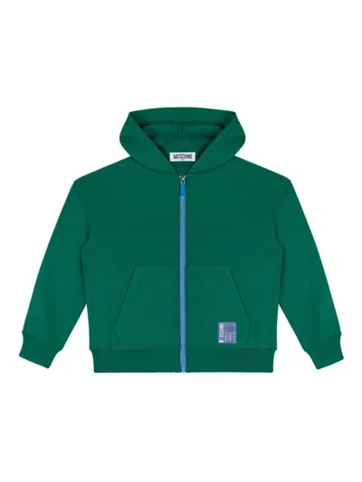 Moschino Kids' Cotton Hoodie In Green