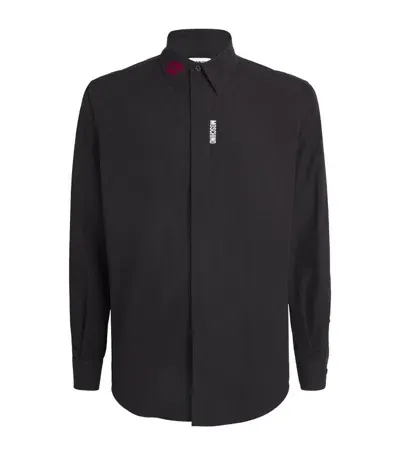 Moschino Cotton Lipstick Collar Shirt In Black