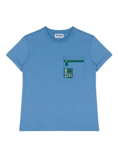 Moschino Kids' Cotton T-shirt In Blau