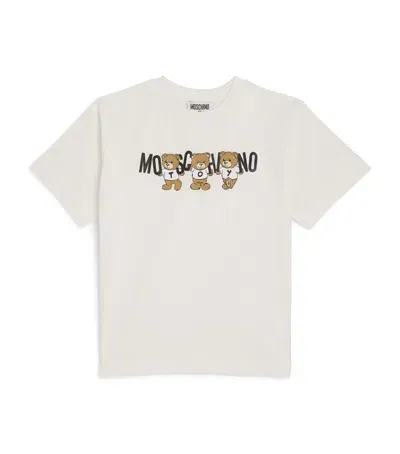 Moschino Kids' Cotton Teddy Bear Logo T-shirt In White