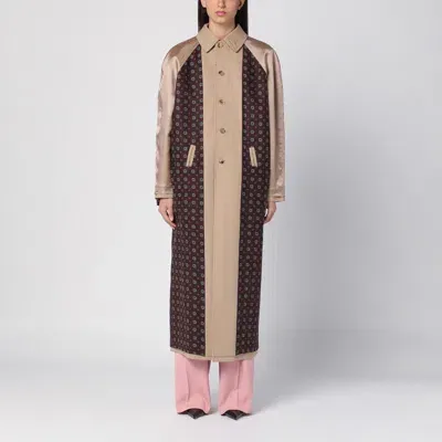 Moschino Couture Beige Reversible Trench Coat In Gabardine And Satin In Neutral