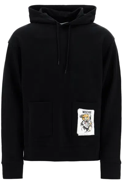 Moschino Couture Hooded Teddy Bear Sweatshirt In Black