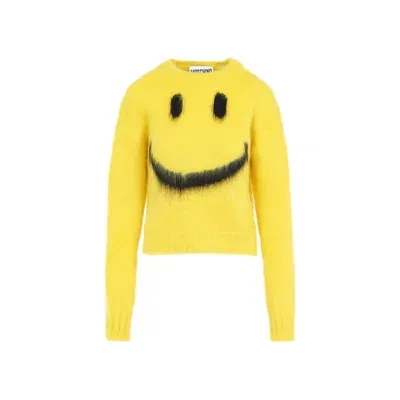 Moschino Couture Luxury Colorblock Mohair Sweater In Gelb