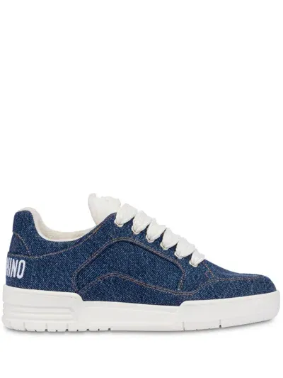 Moschino Couture Moschino Logo-print Chunky Denim Sneakers In Blue