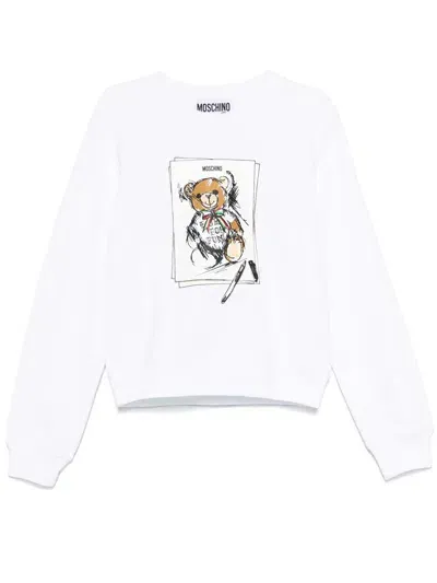 Moschino Couture Moschino Teddy Bear Motif Sweatshirt In White