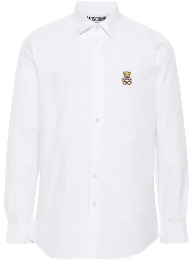 Moschino Couture Moschino Teddy Bear-patch Cotton Shirt In White