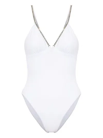 Moschino Crystal-embellished One-piece Swimsuit In White