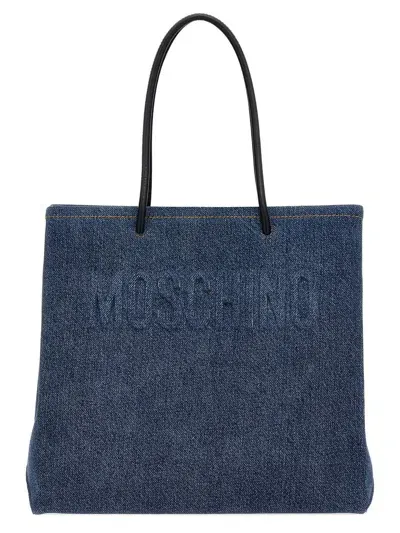 Moschino Denim Shopping Bag In Blue