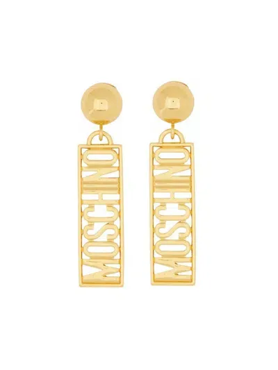 Moschino Doo-earrings With Logo In Gold