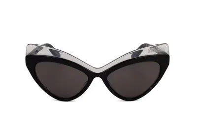 Moschino Double Cat-eye Frame Tinted Sunglasses In 08a/ir Black Grey