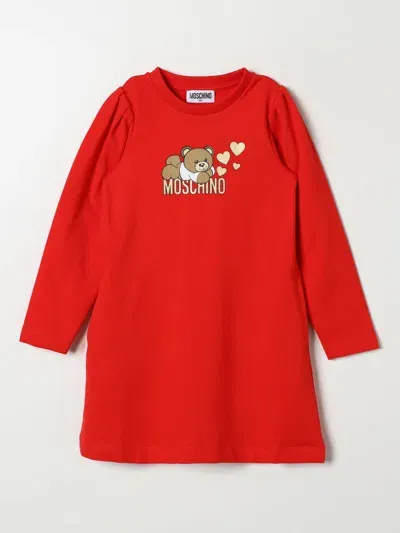 Moschino Kids' Teddy Bear-print A-line Dress In Red