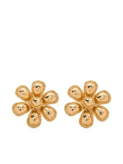 Moschino Flower-shaped Clip-on Earrings In Gold