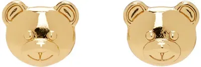 Moschino Gold Teddy Bear Small Earrings In 0606 Shiny Gold