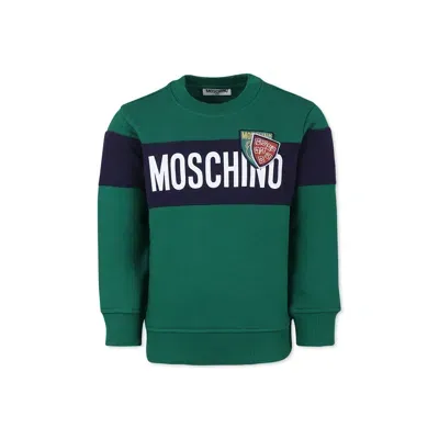 Moschino Kids' Green Sweatshirt For Boy With Logo