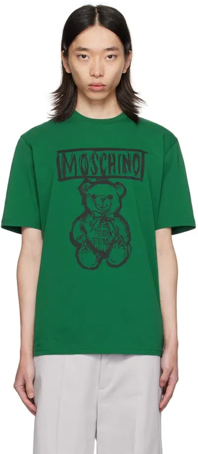 Moschino Green Teddy Bear T-shirt In Multi Green