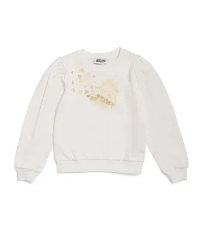 Moschino Kids' Heart Logo Sweatshirt In White