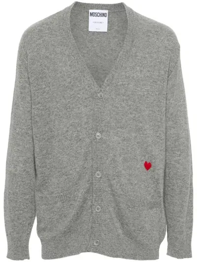 Moschino Heart-motif Cardigan In Grey