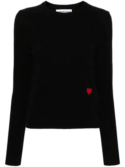 Moschino Heart-motif Sweater In Black