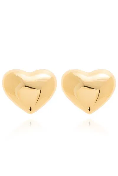 Moschino Heart Shape Clip On Earrings In Gold