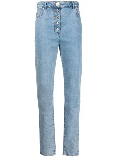 Moschino High-rise Slim-cut Jeans In Blue