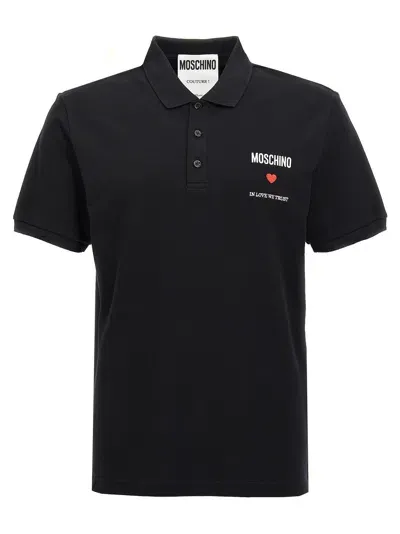 Moschino In Love We Trust Polo In Black