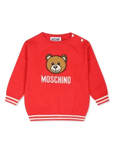 Moschino Babies' Intarsia-knit Logo Jumper In Red