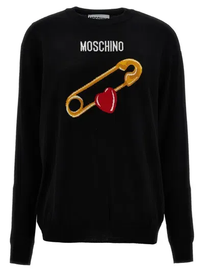 Moschino Jacquard Design Sweater In Black