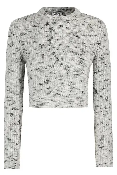 Moschino Jeans Crewneck Cropped Jumper In Multi