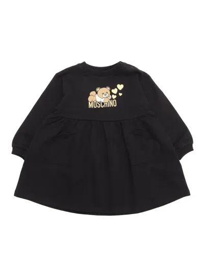 Moschino Kid Kids' Long Sleeved Dress In Black