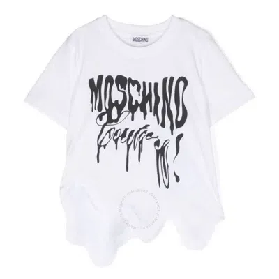 Moschino Logo-print Scallop-hem T-shirt In 白色