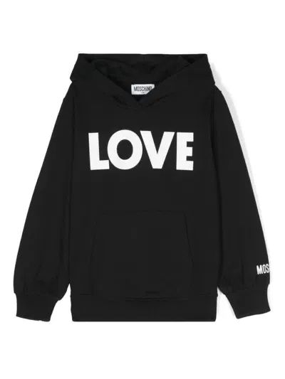 Moschino Kids' Logo-print Hoodie In Black