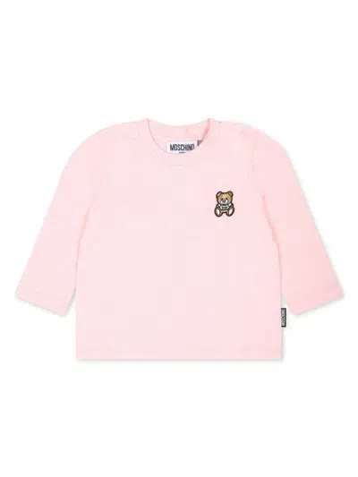 Moschino Kids T-shirt Con Ricamo In Pink