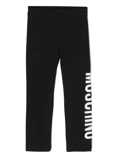 Moschino Kids' Legging In Jersey Logo Print In Black