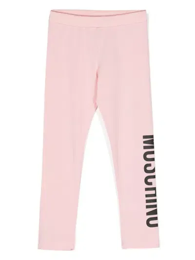 Moschino Kids' Legging In Jersey Logo Print In Pink