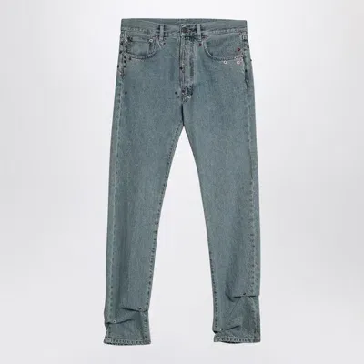 Moschino High Rise Denim Straight Jeans In Blue