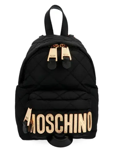 Moschino Logo Backpack In Black