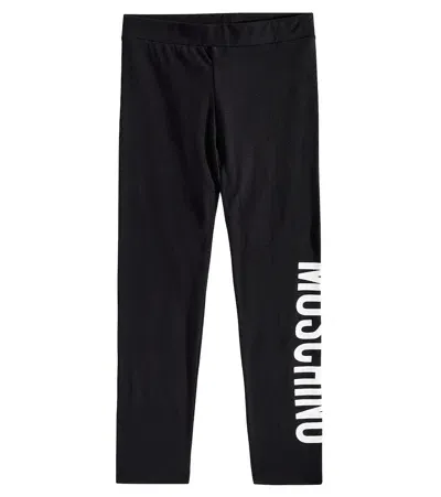 Moschino Kids' Logo Cotton-blend Leggings In Black