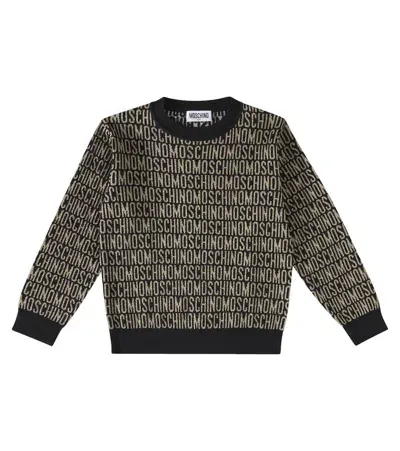 Moschino Kids' Logo Cotton-blend Sweater In Black