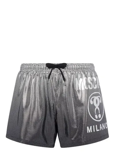 Moschino Logo Detailed Swim Shorts In Grey