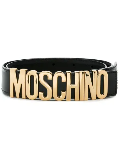 Moschino Logo-embellished Belt In Black