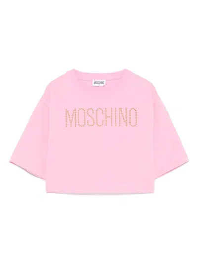 Moschino Kids' Logo-embellished T-shirt In Pink