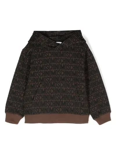 Moschino Kids' Logo-embossed Hoodie In Brown