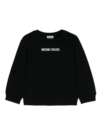 Moschino Kids' Logo-embroidered Cotton Sweatshirt In Black