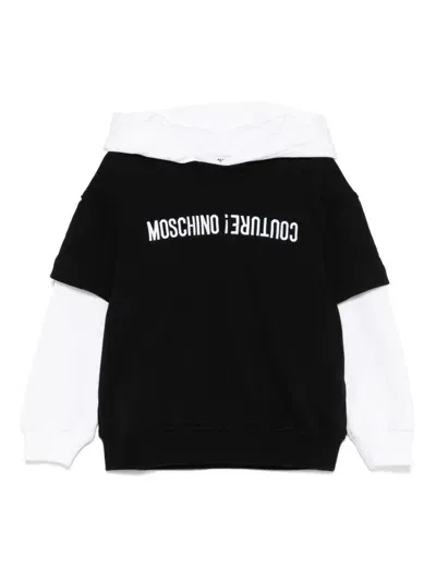 Moschino Kids' Logo-embroidered Hoodie In Black