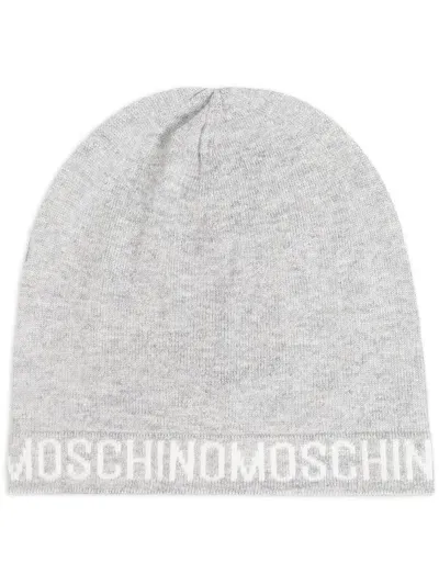 Moschino Logo-intarsia Beanie In 灰色